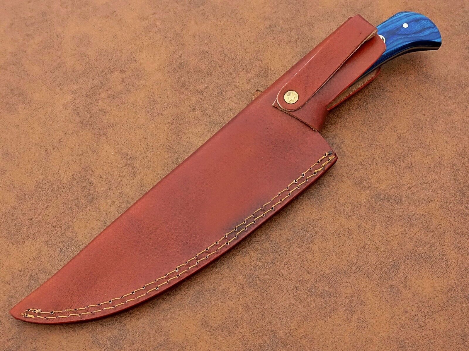 Custom Forged Damascus Chef Knife  12 Kitchen Knife With Leather Sheath 2