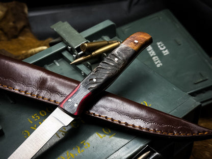 Handmade J2 Steel Chef Fillet Knife  Kitchen Knife With Ram Horn Handle  Cow Leather Sheath 2