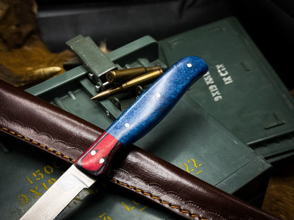 Custom J2 Steel Chef Fillet Knife  Kitchen Knife With Ram Horn Handle  Cow Leather Sheath 2