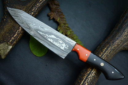 Custom Handmade Damascus Steel Chef Knife  11 Kitchen Knife With Resin  Horn Handle 1