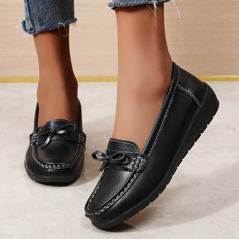 Genuine Leather Wedge Flats Fashion Slip On Nurse Shoes Comfortable Womens Moccasins 2