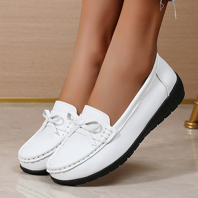 Genuine Leather Wedge Flats Fashion Slip On Nurse Shoes Comfortable Womens Moccasins 1