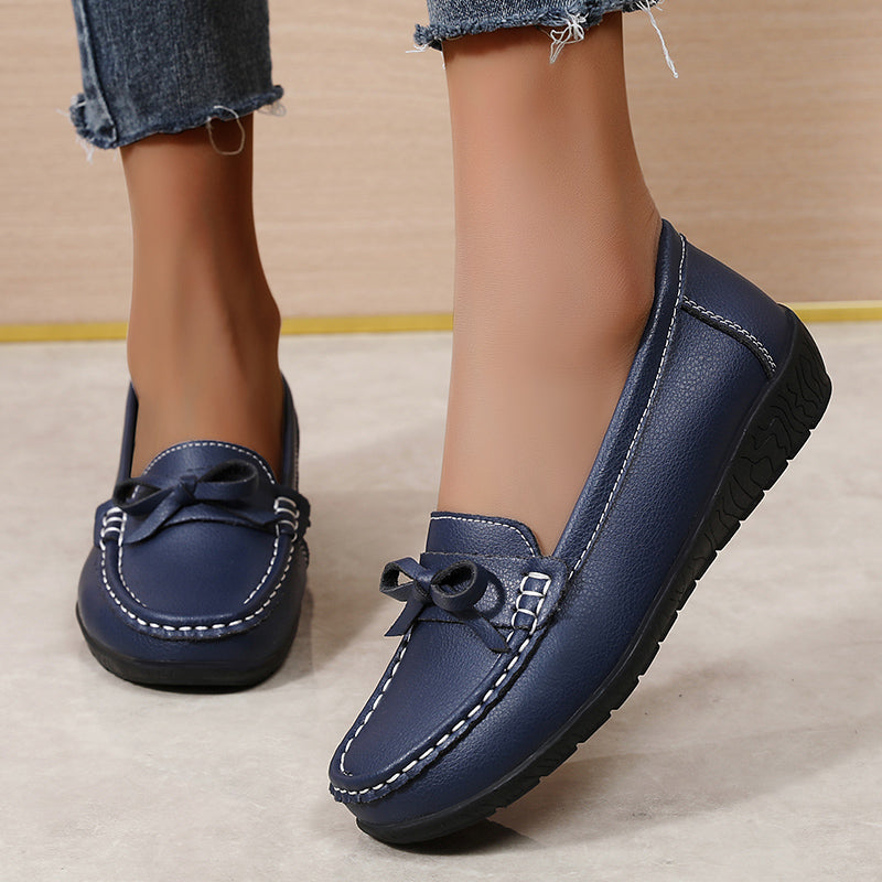 Genuine Leather Wedge Flats, Fashion Slip On Nurse Shoes, Comfortable Womens Moccasins