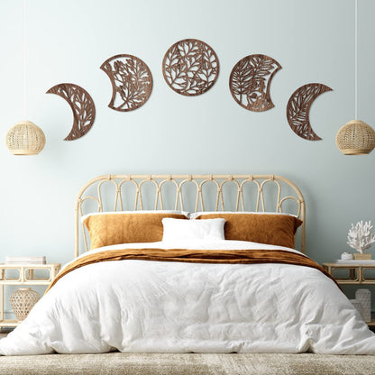 Handmade Wooden Moon Phase Wall Art, Nordic Style Decor for Living Room, Bedroom