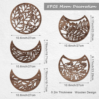 Handmade Wooden Moon Phase Wall Art, Nordic Style Decor for Living Room, Bedroom