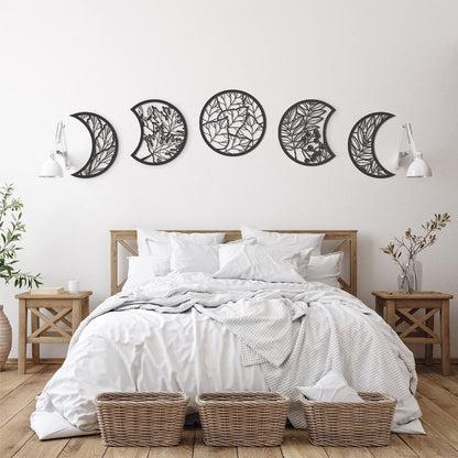 Handmade Wooden Moon Phase Wall Art, Nordic Style Decor for Living Room, Bedroom
