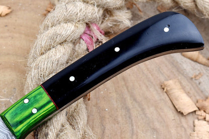 Custom Handmade Damascus Steel Chef Knife  13 Forged Kitchen Knife With Black Horn Handle 1