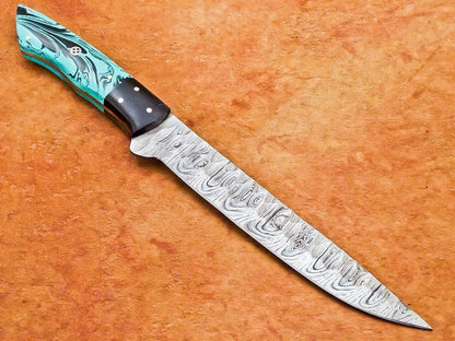 Custom Handmade Damascus Steel Chef Knife  13 Forged Kitchen Knife With Resin Handle 3