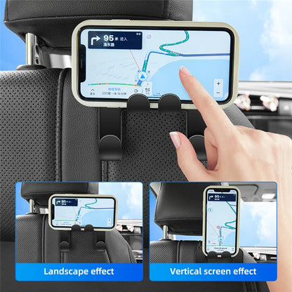 Hanging Storage Hook, Car Phone Holder, Rear Seat Stand, Back Seat Bracket, Mobile Phone Mount for All Phones