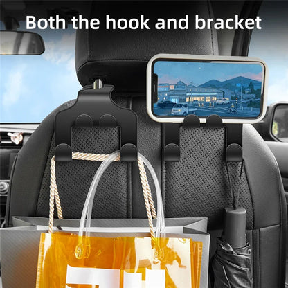 Hanging Storage Hook, Car Phone Holder, Rear Seat Stand, Back Seat Bracket, Mobile Phone Mount for All Phones