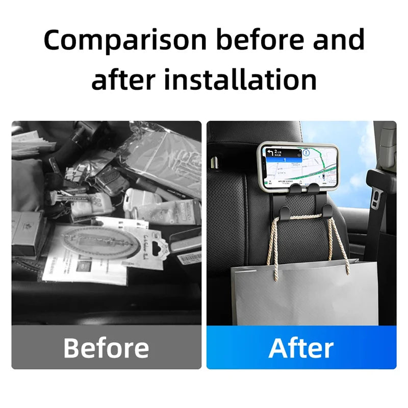 Hanging Storage Hook, Car Phone Holder, Rear Seat Stand, Back Seat Bracket, Mobile Phone Mount for All Phones