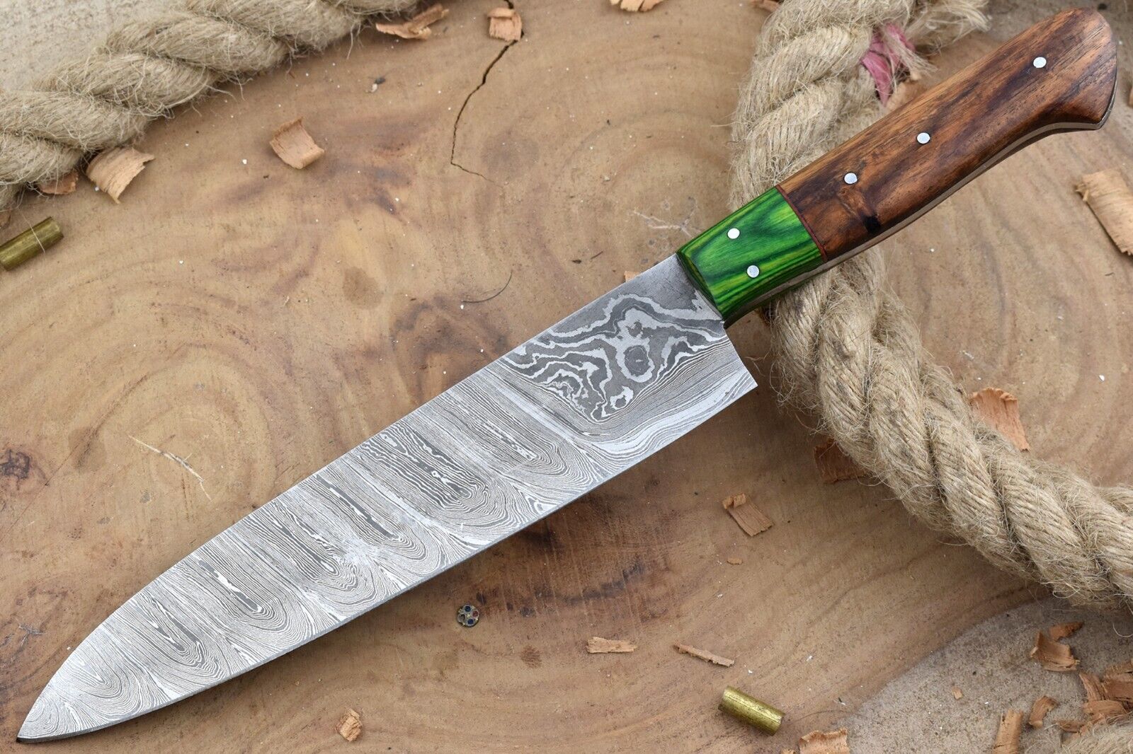 Unique Handmade Damascus Steel Knife – Rosewood Handle Chef Knife Gift