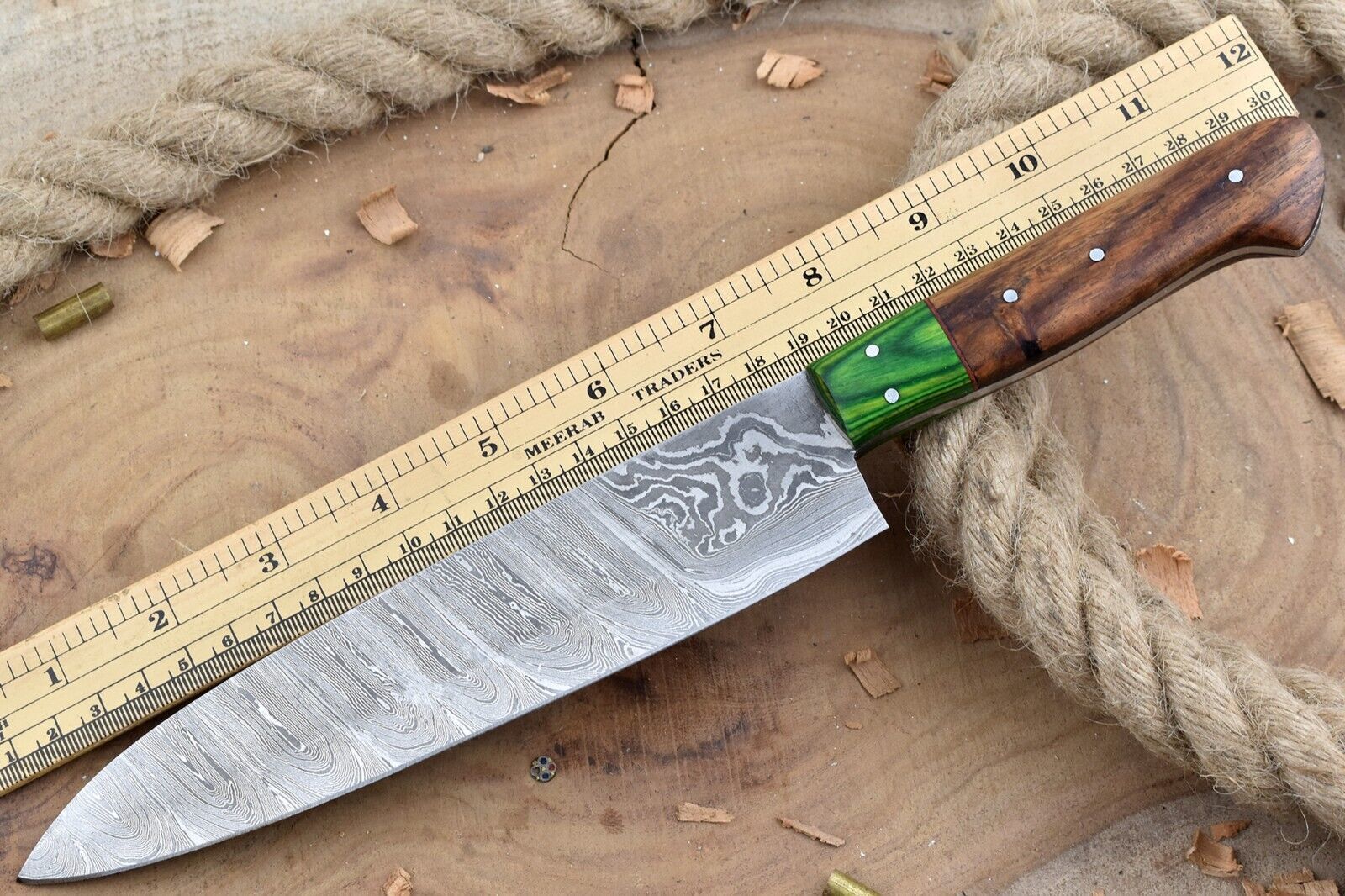 Unique Handmade Damascus Steel Knife  Rosewood Handle Chef Knife Gift 3