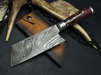Handmade Damascus Steel Chef Knife – 12" Forged Kitchen Knife with Resin Handle