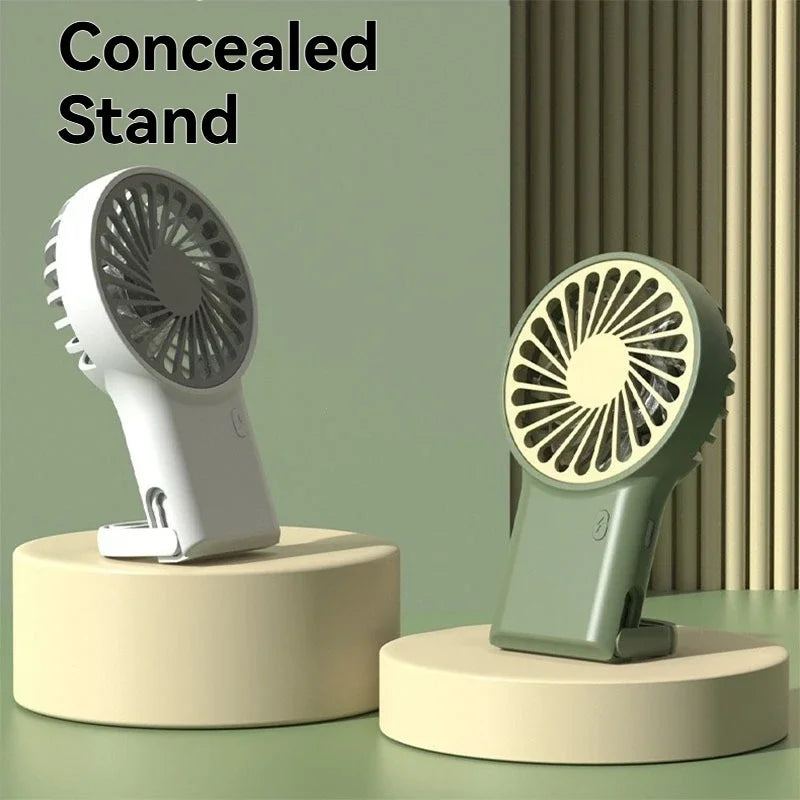 Desktop USB Rechargeable, New Foldable Handheld, Mini Fan Cartoon Design, Outdoor, Home Office, Hook for Mountaineering
