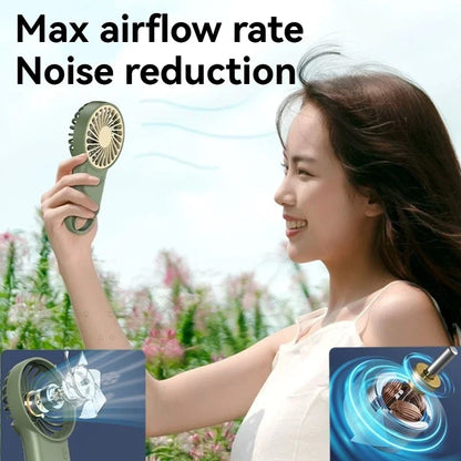 Desktop USB Rechargeable, New Foldable Handheld, Mini Fan Cartoon Design, Outdoor, Home Office, Hook for Mountaineering