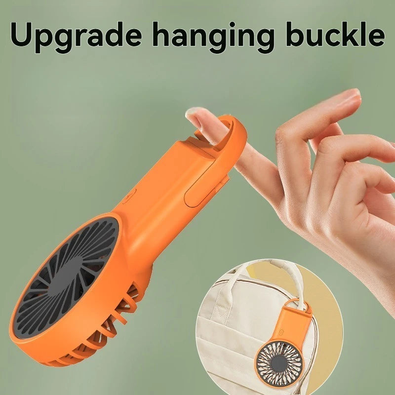 Desktop USB Rechargeable, New Foldable Handheld, Mini Fan Cartoon Design, Outdoor, Home Office, Hook for Mountaineering