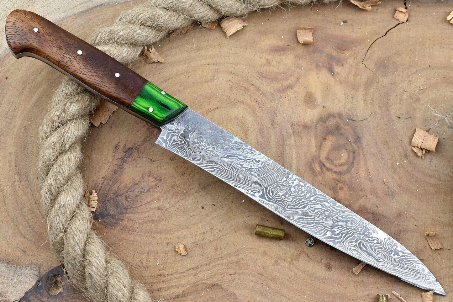 Custom Damascus Steel Kitchen Knife  HandForged Chef Knife With Rosewood Handle 1