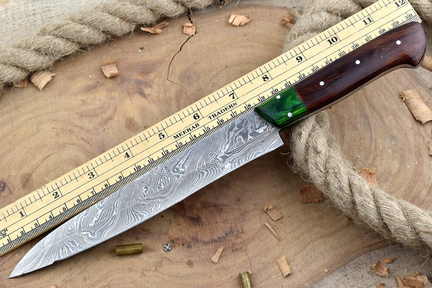 Custom Damascus Steel Kitchen Knife  HandForged Chef Knife With Rosewood Handle 4