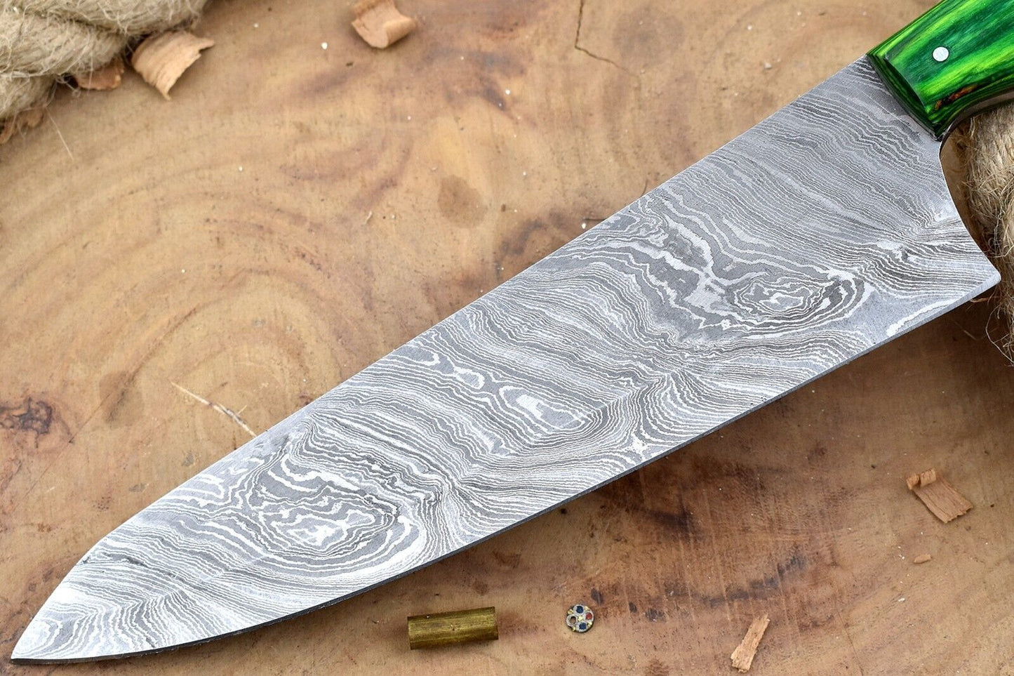 Premium Handmade Damascus Chef Knife  Professional Kitchen Knife With Leather Sheath 2