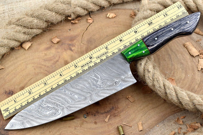 Premium Handmade Damascus Chef Knife  Professional Kitchen Knife With Leather Sheath 3