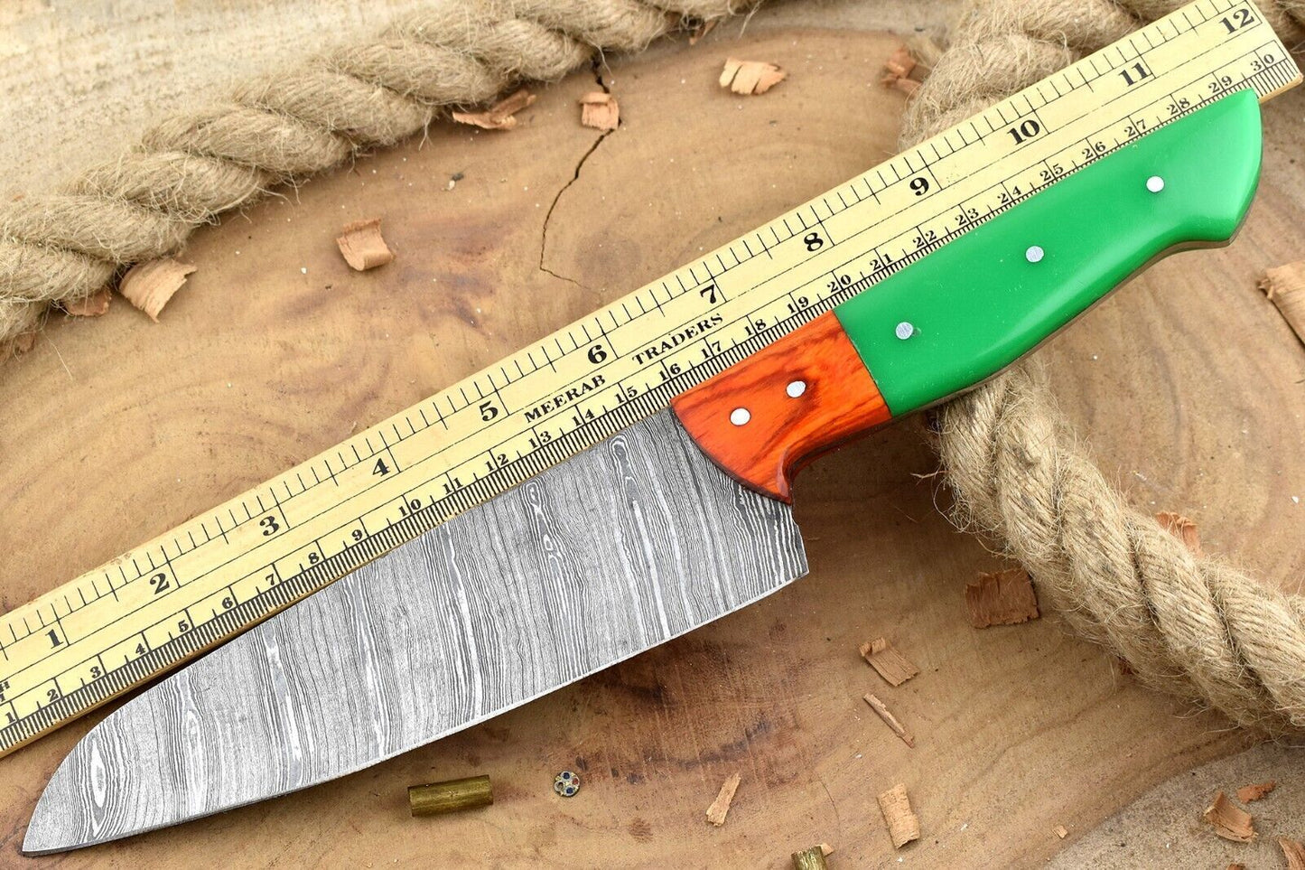Hand Forged Damascus Kitchen Knife | Resin Handle Professional Chef Knife
