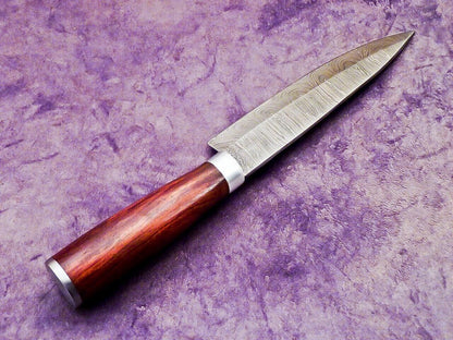 Hand Forged Damascus Steel Chef Knife With Wooden Handle  Leather Sheath 2