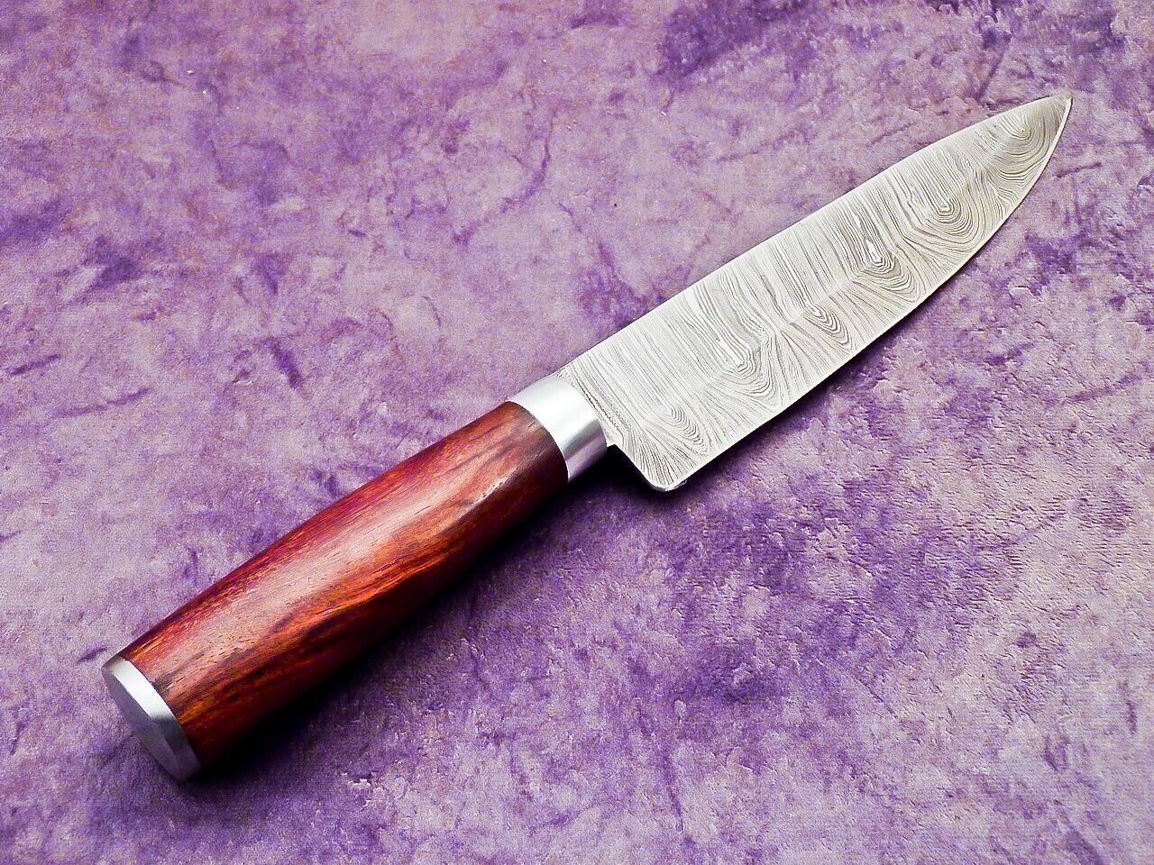 Hand Forged Damascus Steel Chef Knife With Wooden Handle  Leather Sheath 3