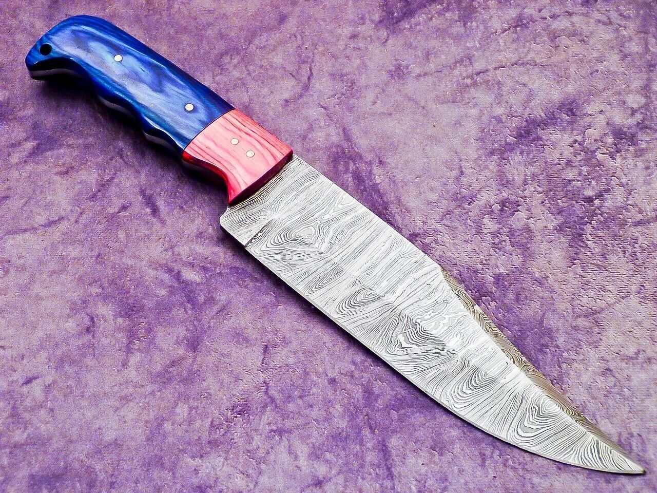 Custom Forged Damascus Kitchen Knife  Durable Wooden Handle Cooking Knife 1
