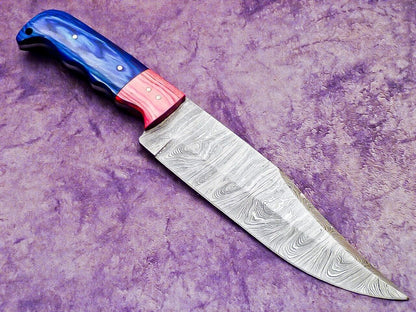 Custom Forged Damascus Kitchen Knife  Durable Wooden Handle Cooking Knife 1