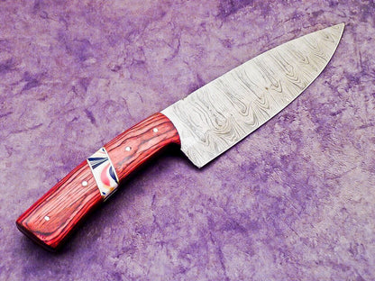 Handcrafted Damascus Steel Kitchen Knife  Professional Chef Knife With Wood Handle 2