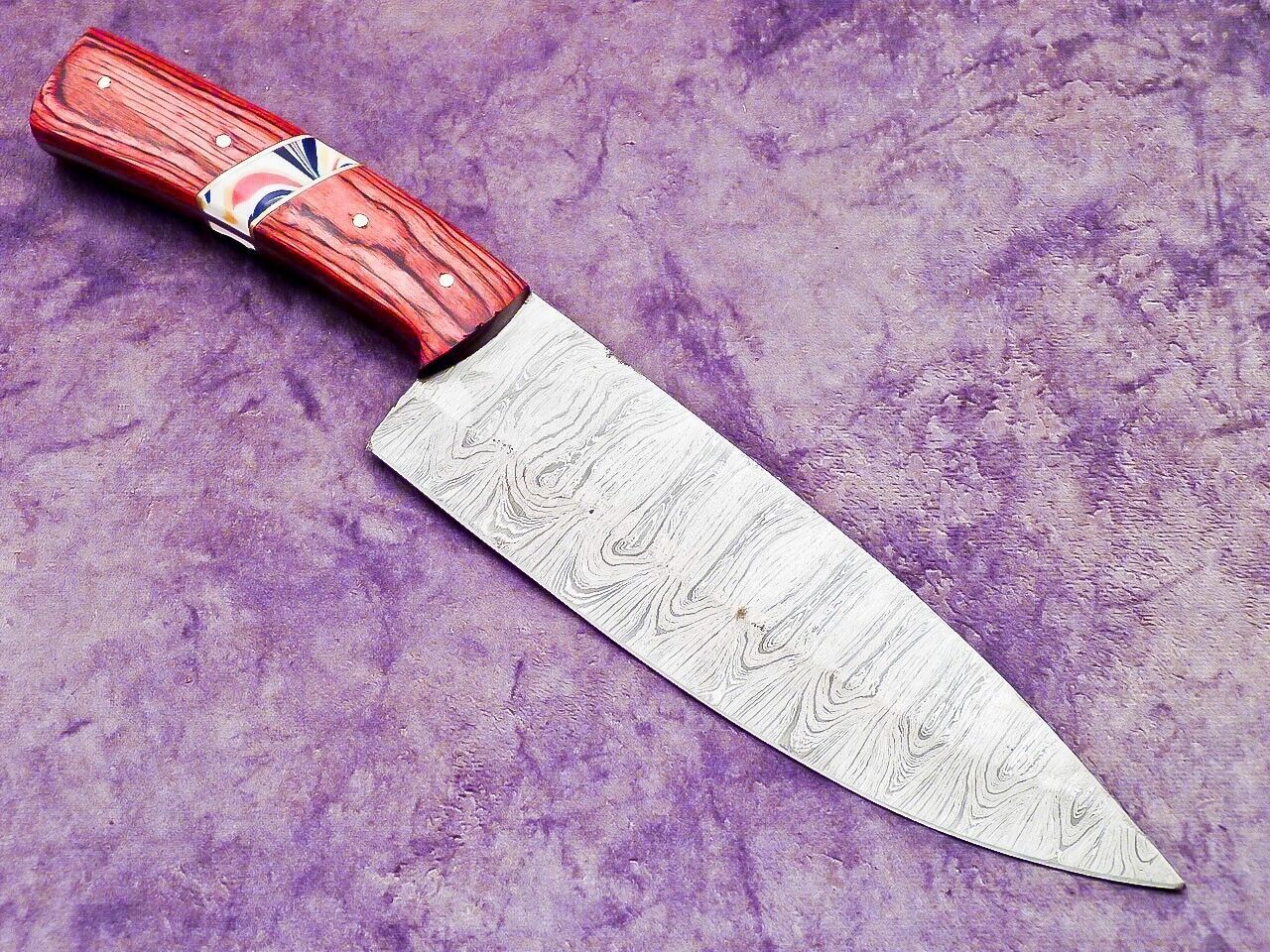 Handcrafted Damascus Steel Kitchen Knife  Professional Chef Knife With Wood Handle 3