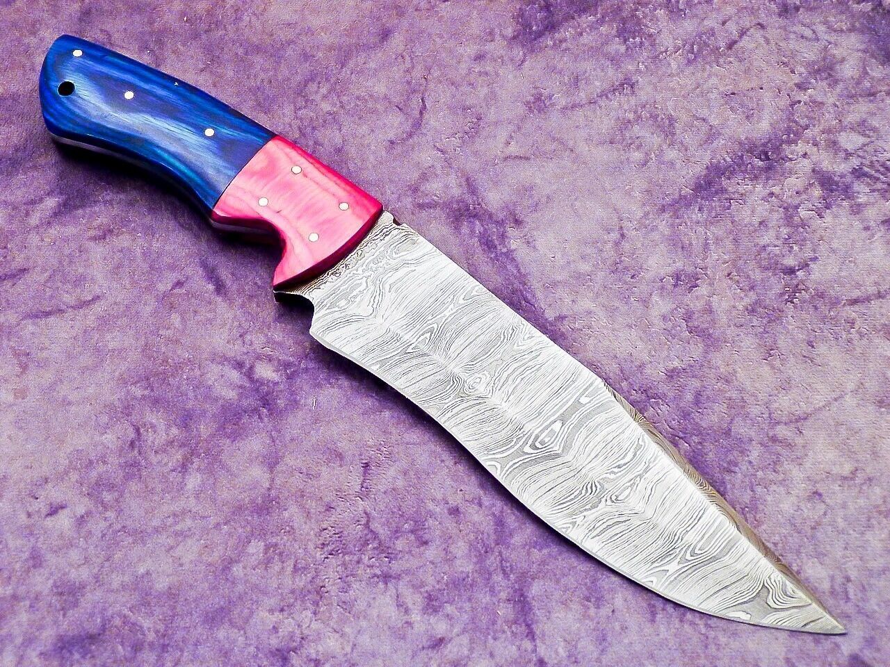 Authentic Damascus Steel Chef Knife  Custom Wood Handle Knife With Sheath 3