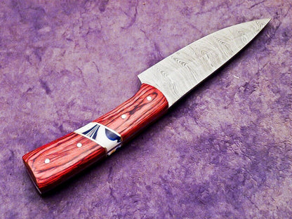 Artisan Damascus Steel Chef Knife  Handmade Wood Handle Culinary Knife 1