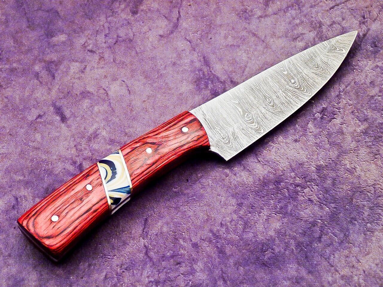 Artisan Damascus Steel Chef Knife  Handmade Wood Handle Culinary Knife 2