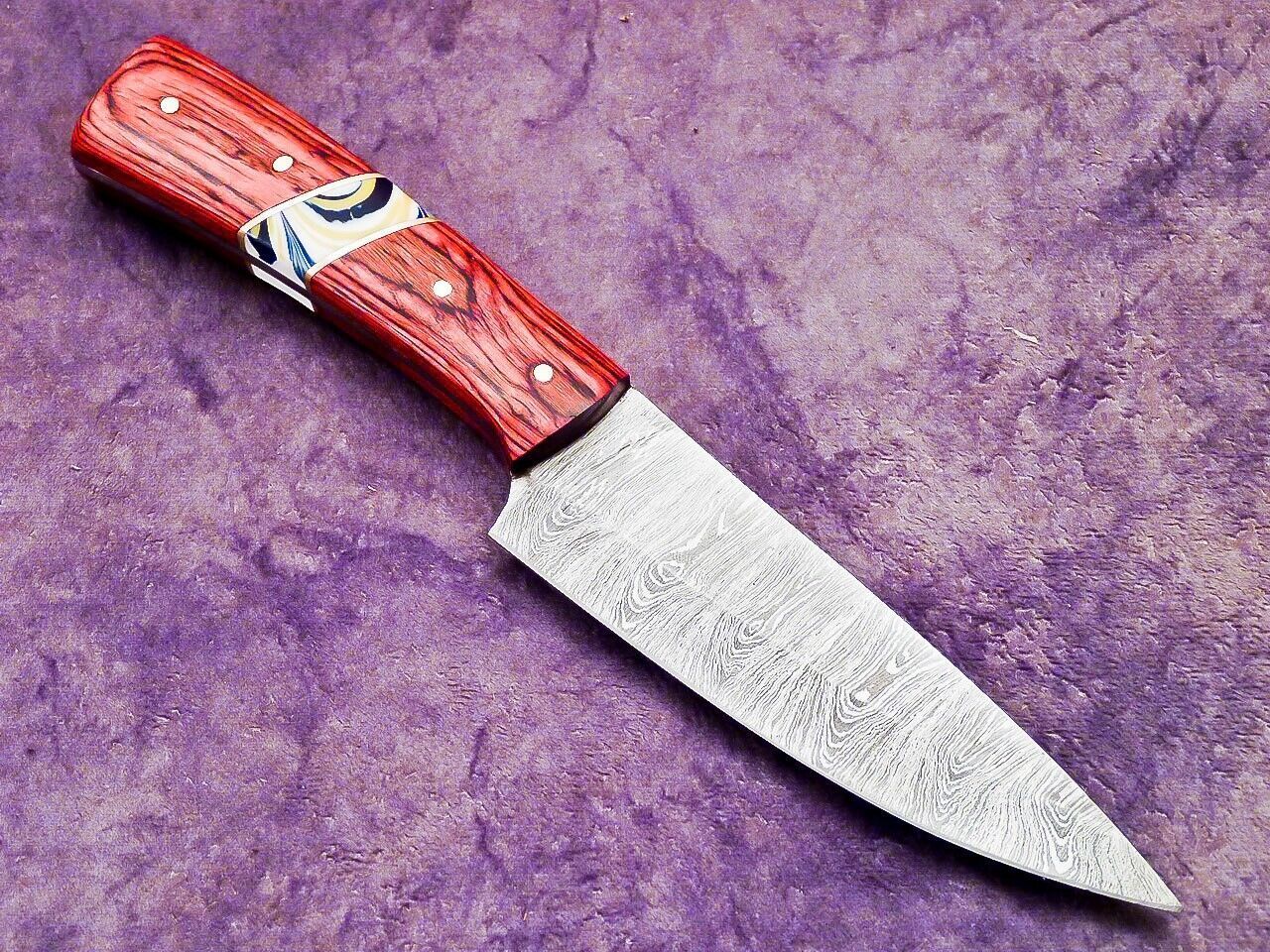 Artisan Damascus Steel Chef Knife  Handmade Wood Handle Culinary Knife 3