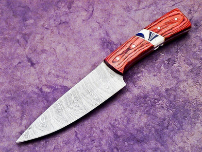 Artisan Damascus Steel Chef Knife | Handmade Wood Handle Culinary Knife
