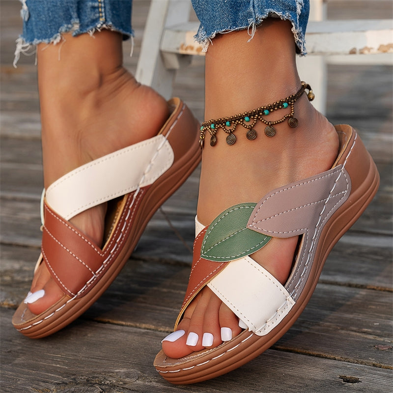 Womens Wedge Sandals Summer Huaraches Retro Ladies Slide Shoes Casual Female Footwear 7
