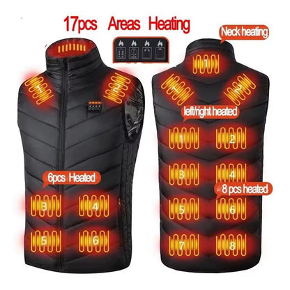 USB Infrared 17-Zone Heated Vest – Men's Electric Winter Warming Jacket for Outdoor Sports & Hiking