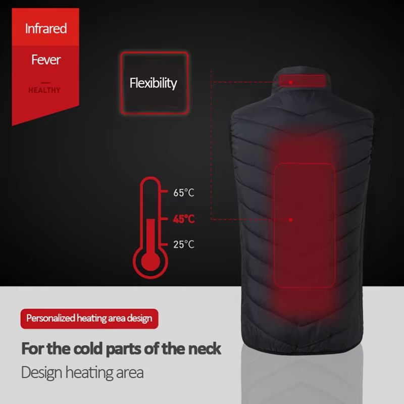 USB Infrared 17Zone Heated Vest  Mens Electric Winter Warming Jacket For Outdoor Sports  Hiking 3