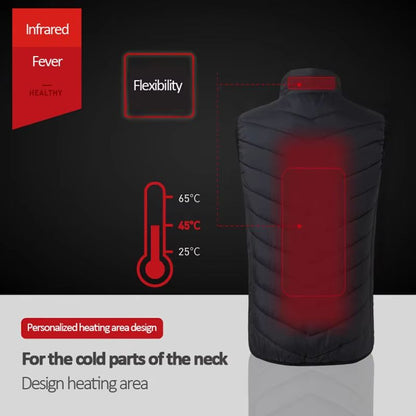 USB Infrared 17Zone Heated Vest  Mens Electric Winter Warming Jacket For Outdoor Sports  Hiking 3