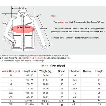 USB Infrared 17Zone Heated Vest  Mens Electric Winter Warming Jacket For Outdoor Sports  Hiking 4