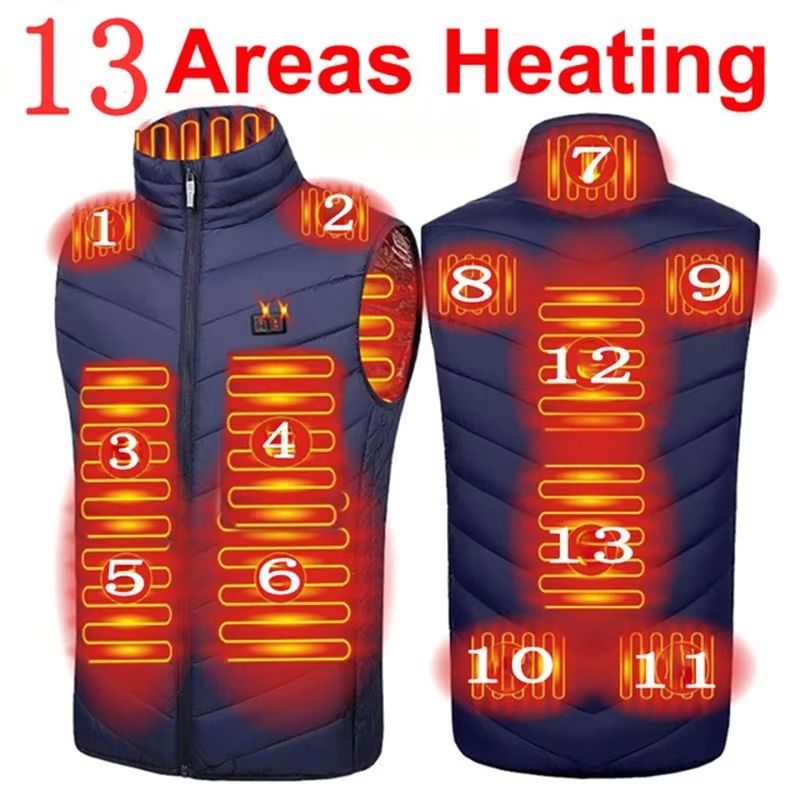 USB Infrared 17Zone Heated Vest  Mens Electric Winter Warming Jacket For Outdoor Sports  Hiking 5