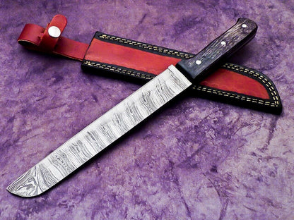 Traditional Damascus Kitchen Knife  Hand Forged Blade With Wood Grip 2