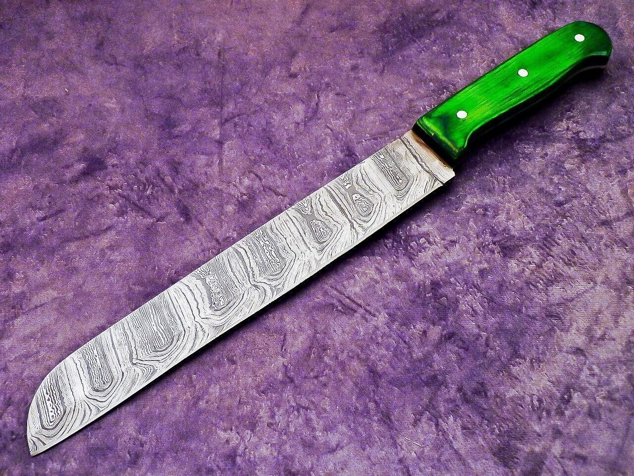 Signature Damascus Steel Chef Knife  Handcrafted Wooden Handle Culinary Knife 2