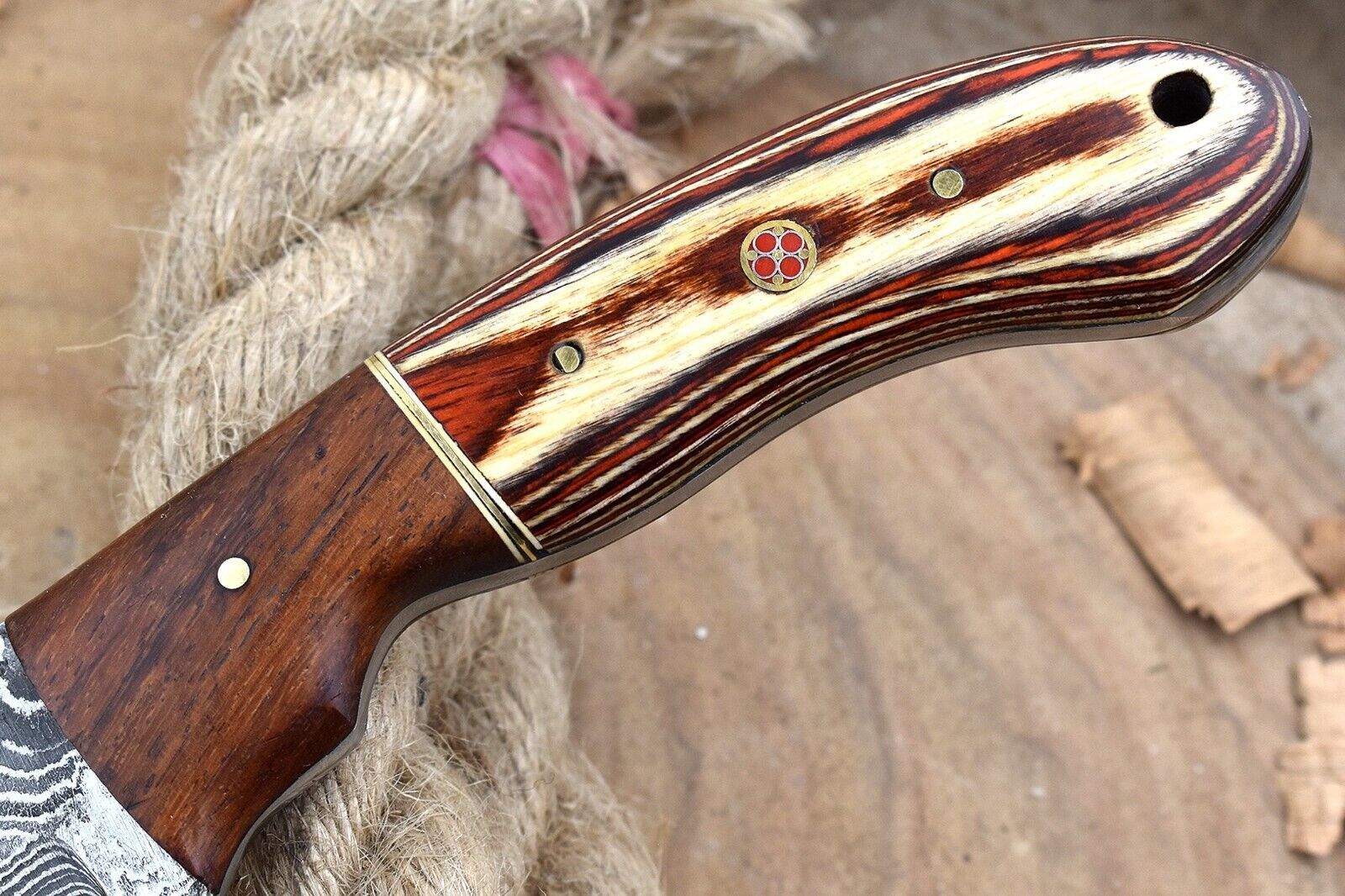 Custom Handmade Damascus Knife  Durable Wood Handle Kitchen Master Knife 1