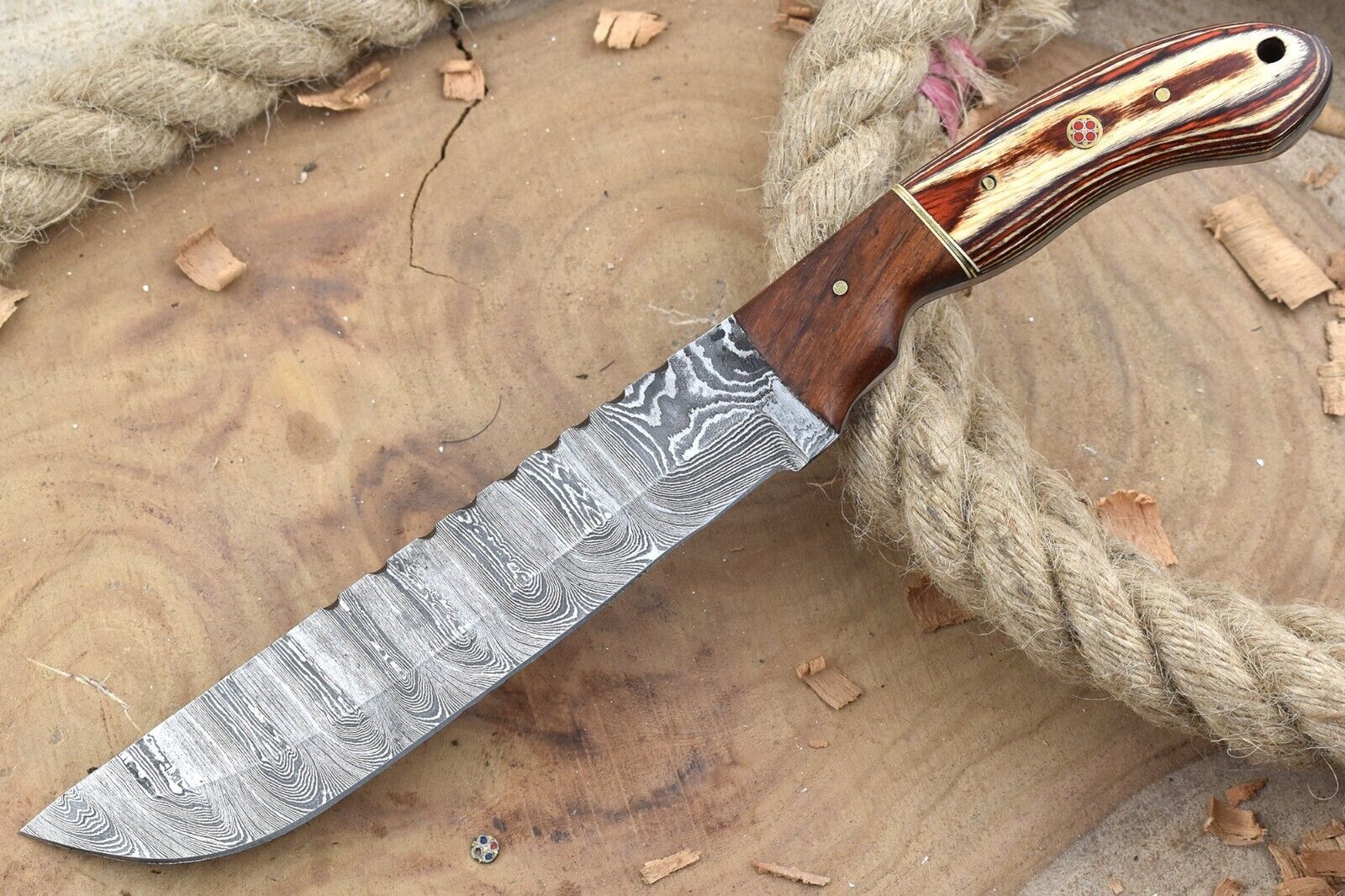Custom Handmade Damascus Knife  Durable Wood Handle Kitchen Master Knife 3