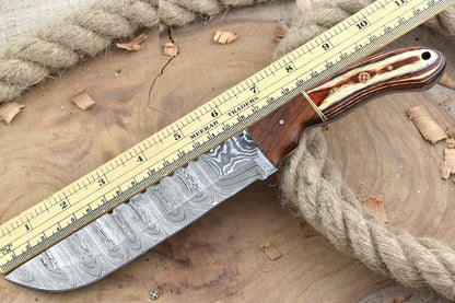 Custom Handmade Damascus Knife | Durable Wood Handle Kitchen Master Knife