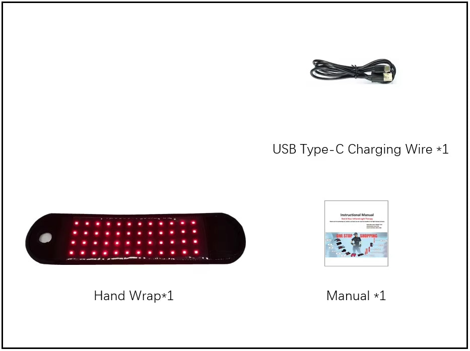 Red And Near Infrared Light Therapy Wrist Band Rechargeable Cordless 48 LED Hand Wrap Pain Relief F 5
