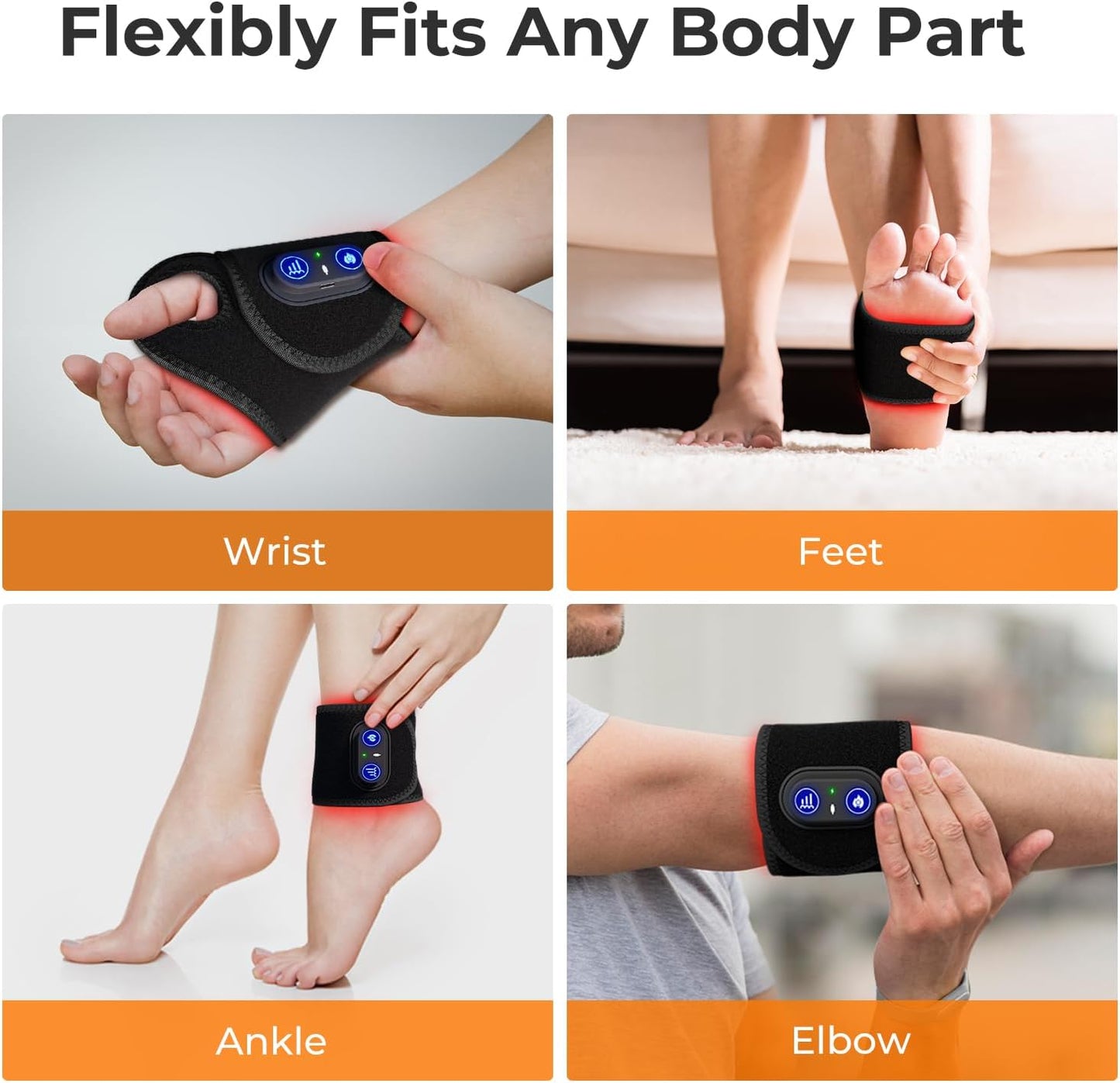 Red And Near Infrared Light Therapy Wrist Band Rechargeable Cordless 48 LED Hand Wrap Pain Relief F 4
